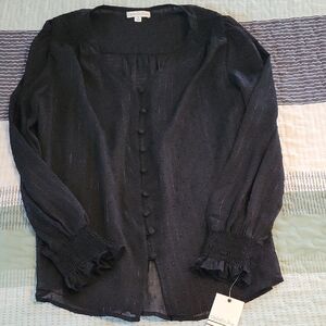 Ophelia Roe Elegant Black Button-Down Blouse